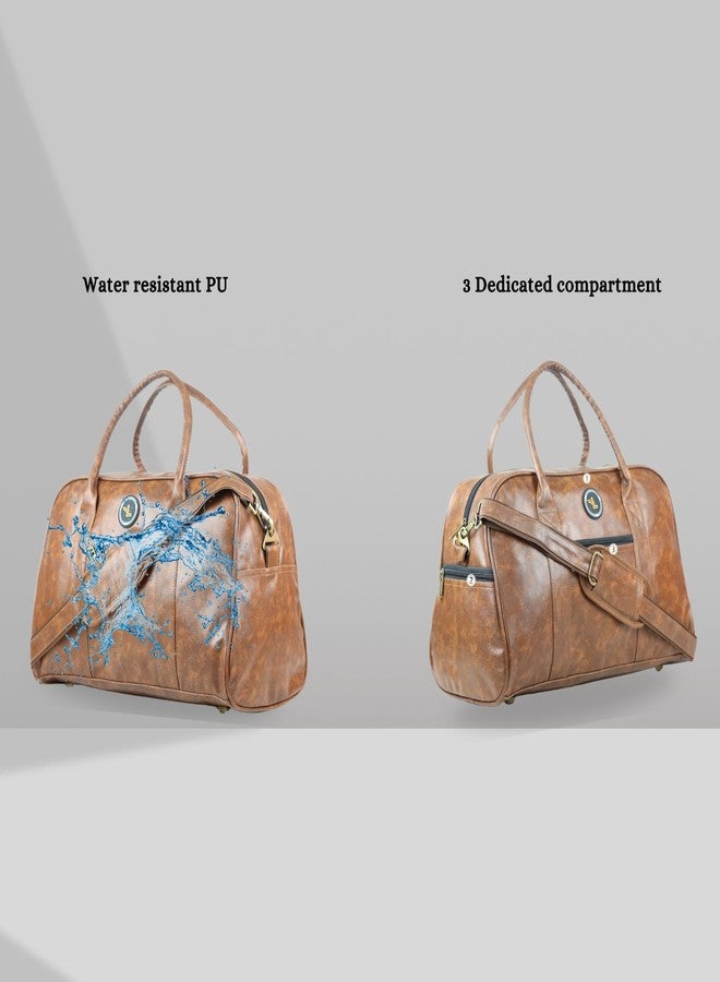 ليجو حقيبة سفر جلدية بنية اللون للرجال والنساء | حقيبة سفر، حقيبة لعطلة نهاية الأسبوع، حقيبة رياضية مع حزام كتف - Image 5